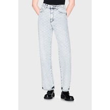 Armani Exchange Bol Kesimli Tamamı Baskılı Yüksek Bel Jeans Kadın Kot Pantolon Xw000100 Af25777 Fb010 Açık Mavi