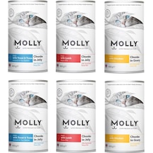 Molly 3 Çeşit Karma Kedi Konservesi 400 G X 6 Adet