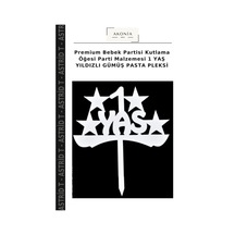 Premium Bebek Partisi Kutlama Öğesi Parti Malzemesi 1 Yaş Yıldızlı Gümüş Pasta Pleksi