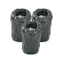 Mumluk Şamdan 3 Adet Tealight Uyumlu Üçlü Büyük Erimiş Mum Model - Siyah