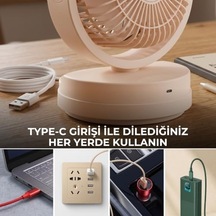 Airx Usb Masaüstü Fan - 7 İnç Sessiz Mini Vantilatör, 90 Derece Ayarlanabilir Açılı 3 Kademeli Güçlü Hava Sirkülasyonlu Kablolu Masa Fanı Krem