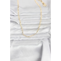 Cm 14k Gold Renk Lazer Zincirli Model 60 Cm Kadın Kolye Altın - Beyaz