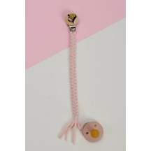 E&f Store El Örmesi Doğal Ahşap Emzik Askısı - Penguen - Pembe