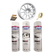 Presto Parlak Beyaz Sprey Jant Boyama Seti+vernik+astar 500 Ml.
