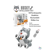 Uzaktan Kumandalı 50 Fonksiyon Akıllı İnteraktif Öğretici Robot Oyuncak Köpek Shiba İnu Gri