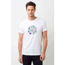 Let'S Go To The Moon Baskılı Beyaz Erkek Tshirt (528598726)