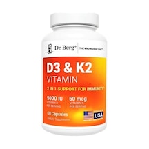 Dr. Berg Maximum Strength 2-in-1 Vitamin D3 K2 5000 Iu 60 Caps