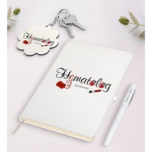 Kişiye Özel Hematolog Beyaz Defter Kalem Ve Anahtarlık Set