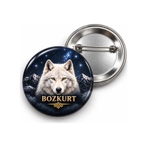 Bozkurt - Yıldızlı Dağlar - 58mm Rozet Çok Renkli