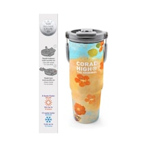 Coral High Çicek Desenli Pipetli Ve Direkt İçim Çelik Termos 900 Ml 38739 Çok Renkli