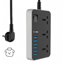 3000w 3 Ac Çıkışları Ve 6 Usb Şarj Portu Akım Korumalı Grup Priz