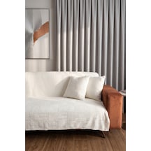 Krem Yumuşak Dokulu Koltuk Kanepe Örtüsü Dekoratif Kaymaz Yıkanabilir Premium Koltuk Şalı 170x200cm