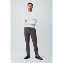 Morven Erkek Kahve Örme Trend Çizgili Slim Fit Pantolon 26ks003007400 Kahve