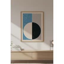 Huhuli Ahşap Çerçeveli Soyut Geometrik Desenli Tablo Huhu608