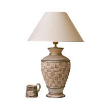 Orhun Abajur, Yükseklik H60 X Çap Ø40 Cm Eskitme Beyaz