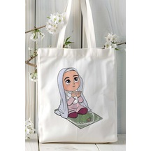 Art Hediye Namaz İslam Baskılı Bez Çanta Omuz Çantası Kişiye Özel Model 7 Çok Renkli