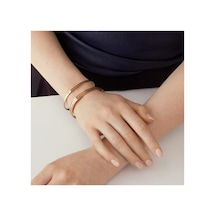 Lunarie Dw Yazı Baskılı Rose Gold Renk Çelik Kelepçe Bileklik