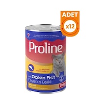 Proline Pate İçinde Et Parçacıklı Okyanus Balıklı Yetişkin Konserve Kedi Maması 12 Adet 395 Gr