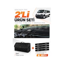 E-biz Peugeot Boxer 2017-2021 Uyumlu Torpido Örtüsü + Deri Bagaj Çantası Seti - Siyah - Pe026