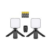 Puluz Pu529b 2x 64 Led Light 5w 800 Lümen Sürekli Işık 2x Mini Tripod Ve Kumanda