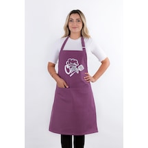 Unisex Master Chef Ayar Askılı Mutfak Önlüğü Mor
