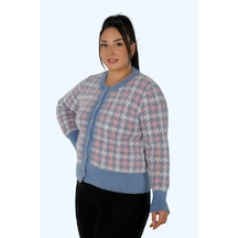 Kazee Kazayağı Desenli Angora Hırka Mavi - 673016096 Mavi