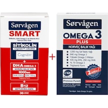 SORVAGEN SMART SİTİKOLİN, DHA OMEGA 3, B12 (30 KAPSÜL) + SORVAGEN OMEGA 3 PLUS NORVEÇ BALIK YAĞI