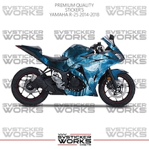 Yamaha R25 Kaplama Sticker Mavi Punisher Design Motor Kaplama Modeli Hazır Kit 2013-2018 Uyumlu