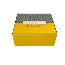 Puro Saklama Kutusu - Humidor Sarı/kareli