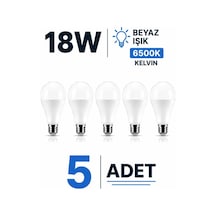 Şahnet 18w E27 Led Ampul 6500k Beyaz Işık 5 Adet Yüksek Aydınlatma Lamba