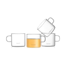 5oz Modern Cam Çay Fincanları 4'lü Set , 150ml Şeffaf Cam Çay Fincanı, Tealover İçin Saplı Küçük Kahve Finca Diğer
