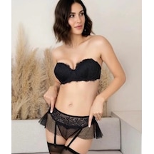 Ang Butik Kadın Nurteks 2402 Jartiyerli Sütyen Takım siyah