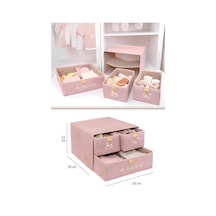 Flora 3 Bölmeli Baby Çekmece, Yenidoğan Bebek Kıyafet Çamaşır Patik Bez Düzenleyici Kutu Pembe Pembe