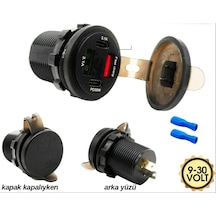 Çakmak Soketi Marine 2 Usb Li 2pd+voltmetre 9-30 Volt