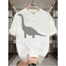Tarzsokak Unisex Dino Uzun T-shirt Beyaz