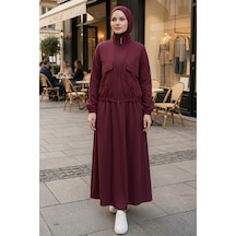 Bestenur Cep Detaylı Fermuarlı İkili Takım 1697 - Bordo Bordo