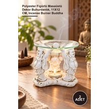 2 Adet Buda Buhurdanlık Polyester Figürlü Masaüstü Dekor Buhurdanlık, 11x12 Cm, Incense Burner Buddha