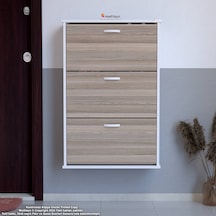 Modilayn Varbi Asma Kapı Önü 72 X 107 X 25, 5 Cm Lik 3 Düşer Kapak 6 Göz Raf Bölmeli Ayakkabılık Beyaz - Cordoba