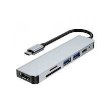 6 In 1 Type C To Hdmı / 2 USB 3.0- USB-C Pd- Sd Tf Çevirici Kablo