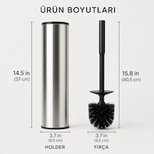 Krom Klozet Fırçası, Paslanmaz Görünümlü Tuvalet Fırçası, Siyah Saplı Modern Wc Fırçalık, Banyolar İçin Kompakt Ve Şık Tasarım Beyaz - Çok Renkli