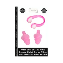 Özel Seri Ep-100 Pınk Pembe Kulak Burun Tıkaç Set Aksesuar Hobi Yüzme Çok Renkli