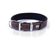 Doggie Konforlu Deri El Yapımı Nazar Boncuklu Köpek Boyun Tasması 3 x 42-50 CM Kahverengi