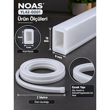 2 Metre Tak Çalıştır 6500k Beyaz Neon Led 220v Ip65 Montaj Aparatı Dahil Esnek Hortum Led 8x16 Mm Iç Dış Mekan Dekoratif Aydınlatma Noas 6500K - Beyaz Işık