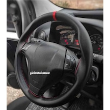 Fiat Doblo Uyumludur Deri Dikme Direksiyon Kılıfı Soft Kırmızı Yüzüklü Model