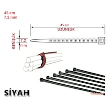 10 Adet 45cmx7,2mm Siyah Plastik Cırt Kelepçe Kablo Bağı