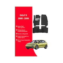 Golf 5 2005 - 2009 Uyumlu Hücreli Yüzey Eva Paspas Seti Siyah Yüzey Paspas Takımı Siyah