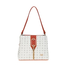 Bilik Deri Monogram Beyaz/turuncu Kadın El Çantası Riv 232-mn 001