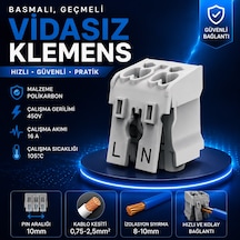 20 Adet Basmalı, Geçmeli Vidasız Klemens Topraklı-topraksız