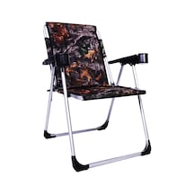 Alin Metal 140 Kg Taşima Kapasiteli Lüks Bardaklıklı Kamp & Piknik Sandalyesi Yaprak Desenli Çok Renkli