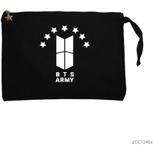 Bts 7 Yıldız Logo Siyah Clutch Astarlı Cüzdan / El Çantası